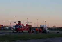 Copil grav rănit, transferat cu elicopterul SMURD la București