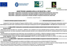 ANUNȚ PRIVIND LANSAREA APELULUI DE SELECȚIE nr. 2/2017