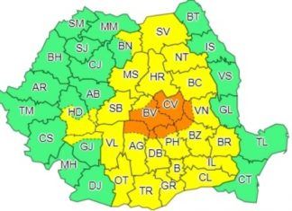 Cod galben și portocaliu de ninsoare și vânt