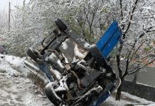 Un șofer din Olt s-a răsturnat cu mașina pe o șosea din Dolj