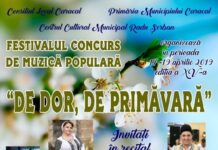Evenimentul lunii Aprilie -Trei zile de folclor autentic. Festivalul concurs de muzică populară “De dor de Primăvară“