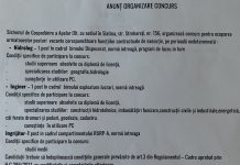Anunț organizare concurs