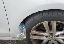 Dacă găseşti o sticlă de plastic pusă astfel la roata maşinii, ai face bine să chemi poliţia