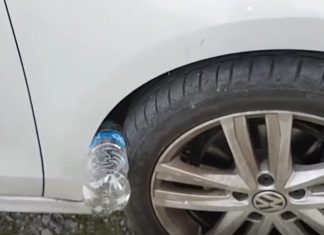 Dacă găseşti o sticlă de plastic pusă astfel la roata maşinii, ai face bine să chemi poliţia