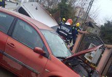 Țeavă de gaze avariată în urma unui accident rutier