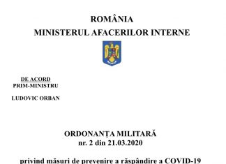 Citește aici textul întregii ordonanțe militare privind măsurile de prevenire a COVID-19 (coronavirus)