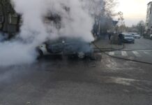 Slatina: mașina în flăcări