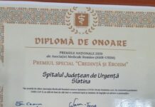 Premiul Special „Credință și Eroism” pentru SJU Slatina