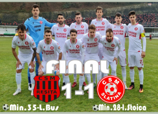 Fotbal: CSM Reșița – CSM Slatina 1-1