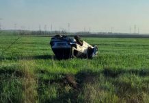 AUTOTURISM RĂSTURNAT, LA INTRARE ÎN SLATINA