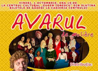 Comedia ”Avarul de Molière” se joacă la Centrul Cultural ”Eugen Ionescu” Slatina