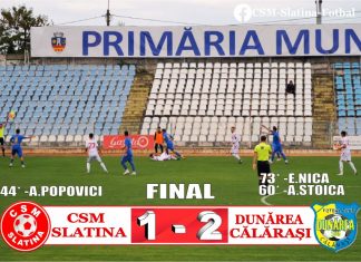 Cupa României: CSM Slatina – Dunărea Călăraşi 1-2