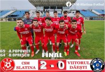 CSM Slatina trece pe primul loc în clasament după victoria cu Viitorul Dăești