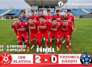 CSM Slatina trece pe primul loc în clasament după victoria cu Viitorul Dăești