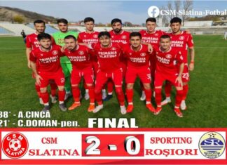 CSM Slatina a câștigat meciul cu Sporting Roşiori, scor 2-0
