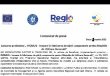 Lansarea proiectului „ INOMUG – Inovare în fabricarea de părți componente pentru Mașinile de Utilizare Generală”