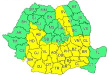 Oltul, din nou sub o atenționare de cod galben de ploi torențiale, grindină și vijelii
