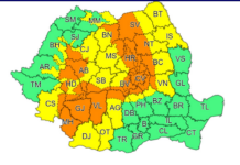 Coduri galbene și portocalii de ploi torențiale și caniculă