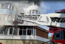 VIDEO. Incendiu, la balconul unui apartament din Slatina