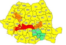 Oltul, sub Cod galben de vijelii