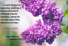 Felicitare – senator Paul Stănescu