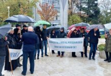 Angajații Direcției Sanitar-Veterinare și pentru Siguranța Alimentelor Olt, protest în fața Prefecturii Olt