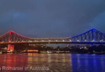 Australia: Monumentul istoric din centrul oraşului australian Brisbane, Story Bridge, precum şi alte clădiri emblematice, proiectate în culorile tricolorului