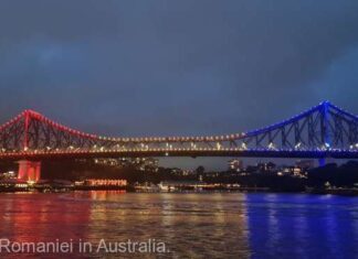 Australia: Monumentul istoric din centrul oraşului australian Brisbane, Story Bridge, precum şi alte clădiri emblematice, proiectate în culorile tricolorului