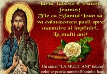 La mulți tuturor celor ce poartă numele Sfântului Ion