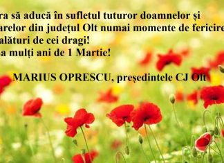 Felicitare 1 Martie – Marius Oprescu, Președintele CJ Olt