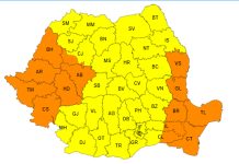 România, sub cod portocaliu și galben de vijelii și ploi