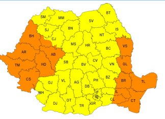România, sub cod portocaliu și galben de vijelii și ploi