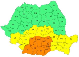 Alertă meteo – Cod portocaliu de ploi torențiale și vânt puternic